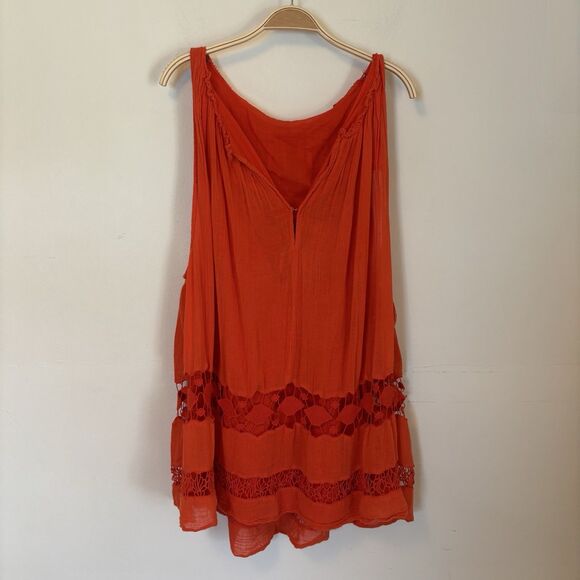 Free‎ People Layered Pintuck Dress Orange Gauzey Boho Small - Desc - Picture 1 of 8